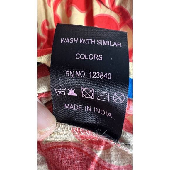 Liza Byrd Womens Mandarin Collar Colorful Button Up Cotton Tunic Top Size M - Picture 8 of 9